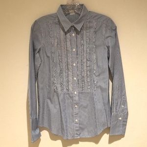 JCrew blue and white stripe collared shirt